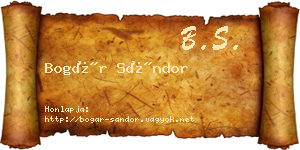 Bogár Sándor névjegykártya